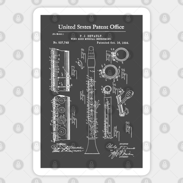 Clarinet Patent White Magnet by Luve